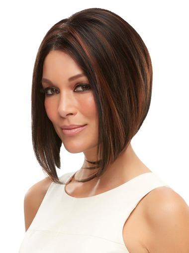 Chin Length Straight Brown 10" Glueless Lace Wig