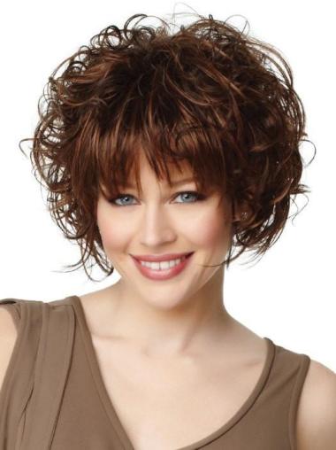 With Bangs Auburn Straight 8" Cropped Synthetic Wigs