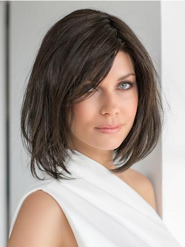10" Chin Length 100% Hand-tied Brown Bob Hairstyles