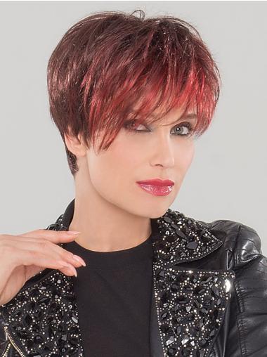 Monofilament 4" Straight Red Boycuts Synthetic Wig