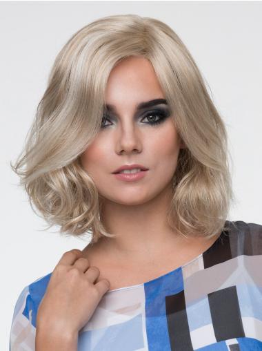 Monofilament 12" Wavy Platinum Blonde Without Bangs Synthetic Hair