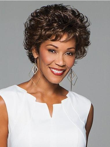 Curly Black Layered 6" Monofilament Wigs