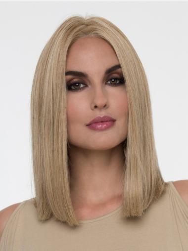 Straight Blonde Without Bangs 14" Monofilament Wig Sale
