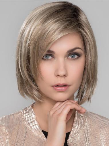Platinum Blonde With Bangs Straight 10" Chin Length Mono Wigs