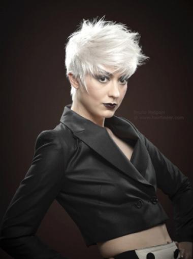 Mono Short Wigs With Remy Monofilament Boycuts Straight Style