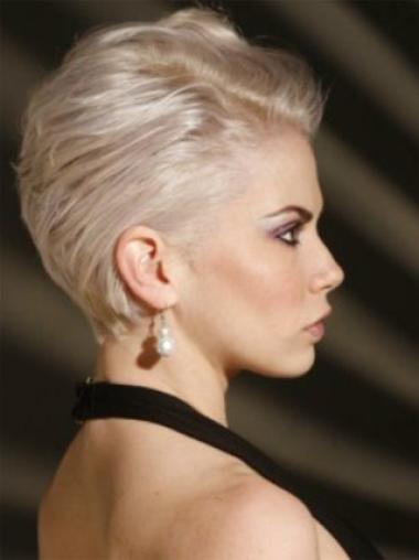 Capless Boycuts Short Straight 8" Platinum Blonde Affordable Fashion Wigs
