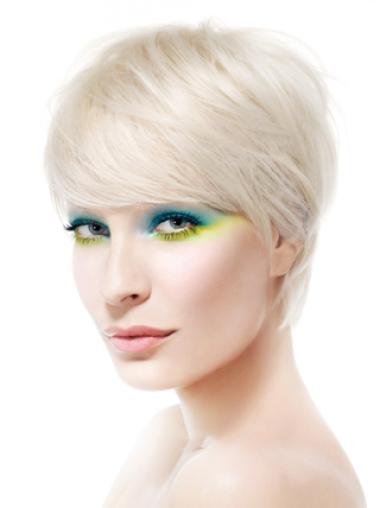Lace Front Boycuts Short Straight 8" Platinum Blonde Soft Fashion Wigs