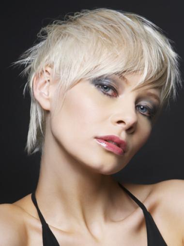Lace Front Boycuts Short Straight 8" Platinum Blonde Ideal Fashion Wigs