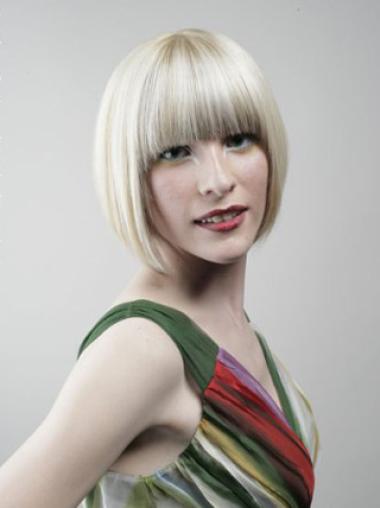 Full Lace Bobs Chin Length Straight 10" Platinum Blonde Designed Fashion Wigs