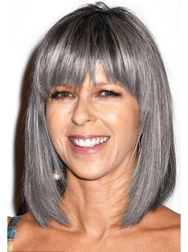 Straight Lace Front 12" Modern Shoulder Length Grey Wigs