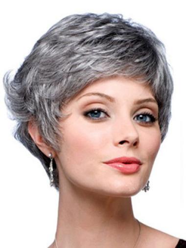 Wavy Capless 8" Designed Short Grey Wigs