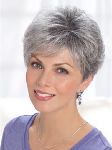 Straight Lace Front 8" Online Short Grey Wigs