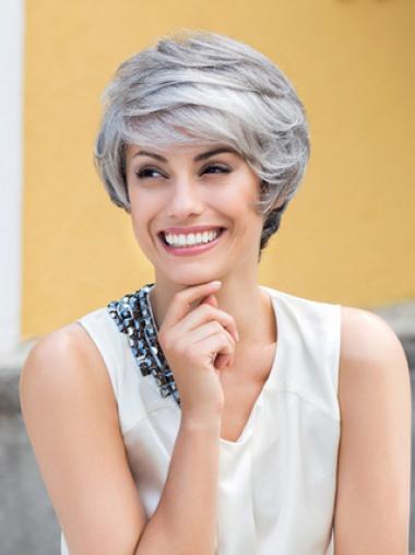 Wavy Lace Front 8" Top Short Grey Wigs