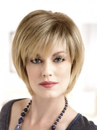 Lace Front Straight Layered Short 8" Top Human Hair Wigs