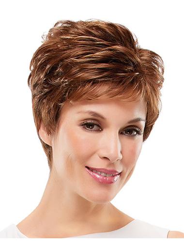 Curly Layered Short Suitable Auburn Synthetic Wigs
