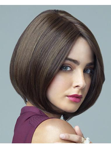 Straight Chin Length Brown 10" Lace Front Discount Bob Wigs