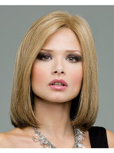 Straight Chin Length Blonde 12" Lace Front Flexibility Bob Wigs