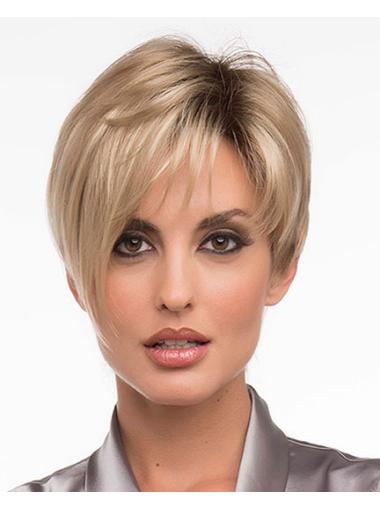 6" Suitable Straight Layered Blonde Short Wigs