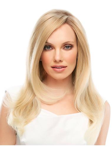 18" Blonde Long Layered Straight Designed Lace Wigs