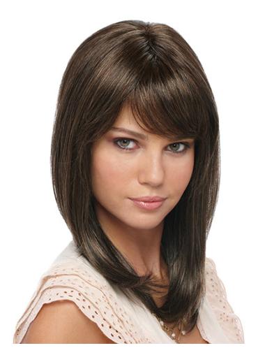 Shoulder Length Brown Layered Straight Great Full Lace Wigs