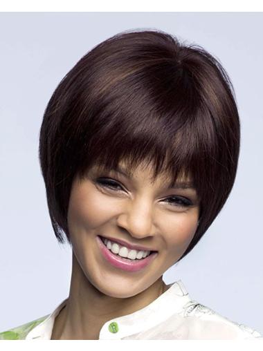 Straight Chin Length Auburn 8" Lace Front High Quality Bob Wigs
