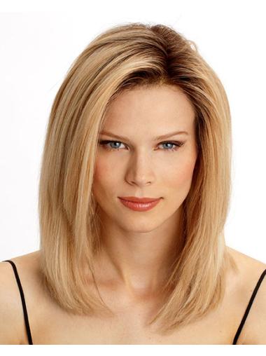 14" Blonde Shoulder Length Layered Straight Amazing Lace Wigs