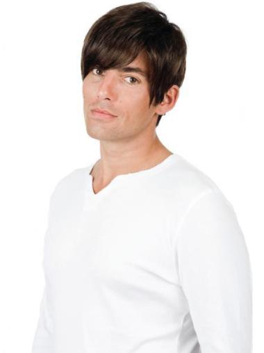 Full Lace Brown Remy Human Straight Professional Mens Wigs