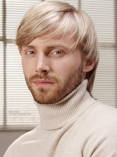 Full Lace Blonde 6" Short With Bangs Costume Wigs For Men