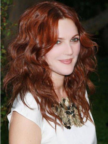 Without Bangs Long Copper Wavy 16" Gorgeous Human Hair Drew Barrymore Wigs