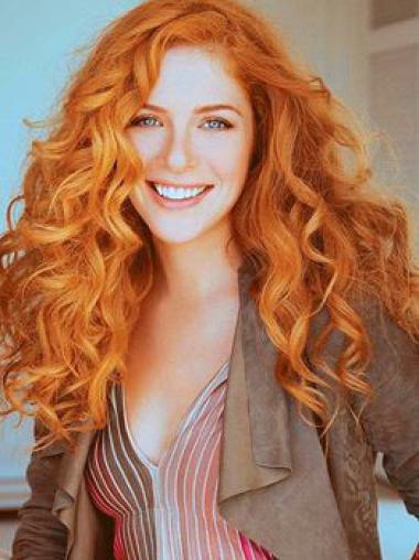 Without Bangs Long Copper Wavy 18" Hairstyles Human Hair Rachelle Lefevre Wigs