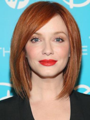 Human Full Lace Christina Hendricks Wigs Bobs Cut Cropped Color Shoulder Length