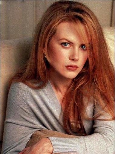 Without Bangs Long Copper Straight 20" Top Human Hair Nicole Kidman Wigs