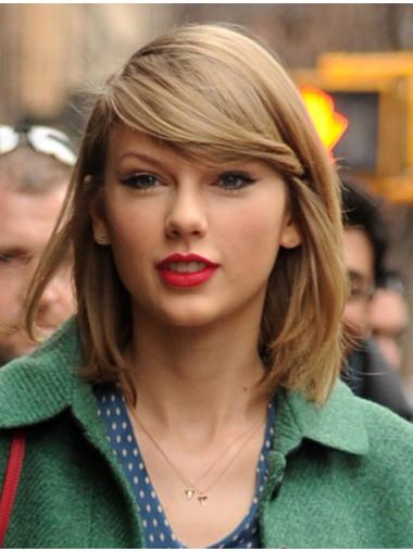 Capless With Bangs Straight Shoulder Length Blonde Cheap Taylor Swift Wigs