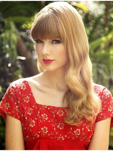 Monofilament With Bangs Wavy Long Blonde Modern Taylor Swift Wigs