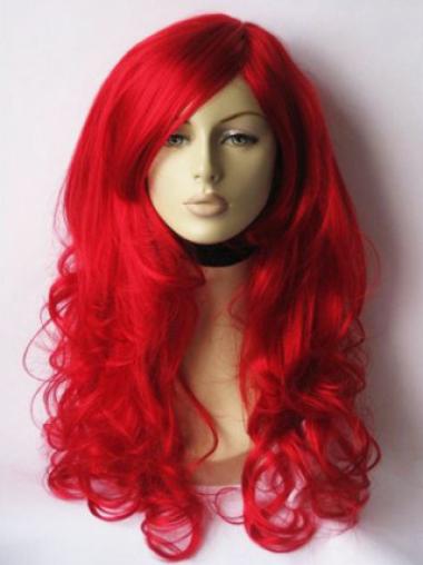 Wavy With Bangs Lace Front Gorgeous 22" Red Long Wigs