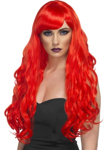Wavy With Bangs Lace Front Incredible 24" Red Long Wigs