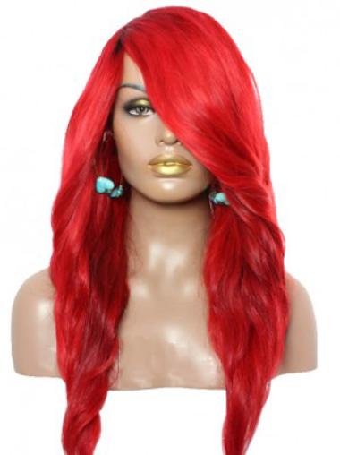 Wavy With Bangs Lace Front Amazing 22" Red Long Wigs