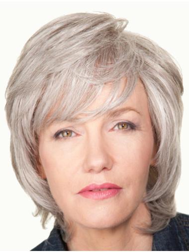 Wavy Lace Front 12" New Chin Length Grey Wigs