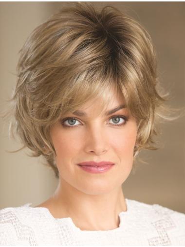 Blonde 8" High Quality Short Wavy Layered Lace Wigs