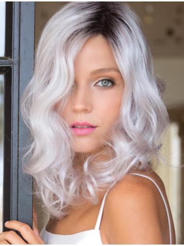 Synthetic No-Fuss Shoulder Length Curly Grey Wigs