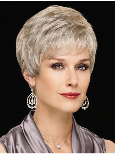 Perfect Short Wavy 6" Synthetic Grey Wigs