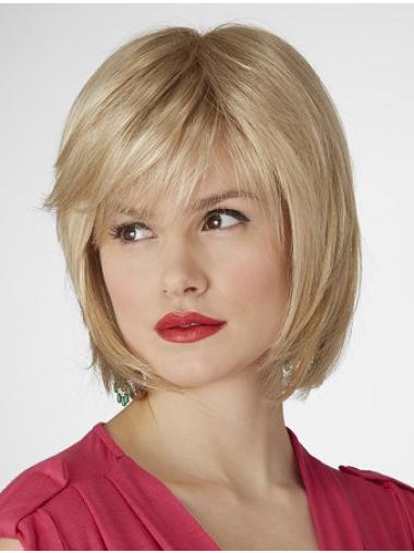 10" Natural Straight Bobs Blonde Short Wigs
