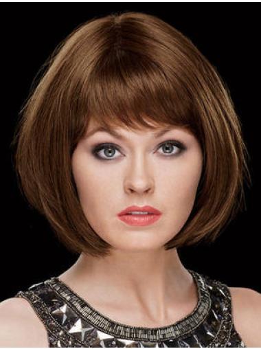 Chin Length Straight Capless Bobs 8" Top Synthetic Wigs