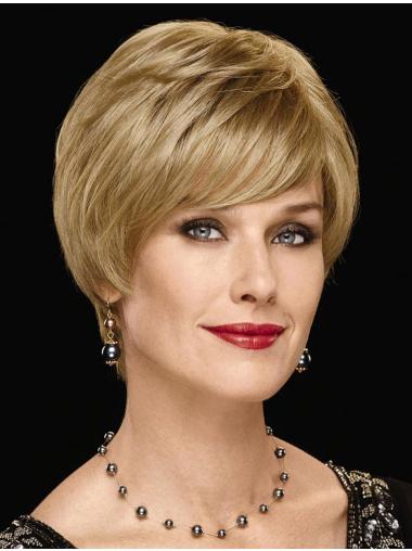 Synthetic Wig Shop UK With Bangs Chin Length Blonde Color