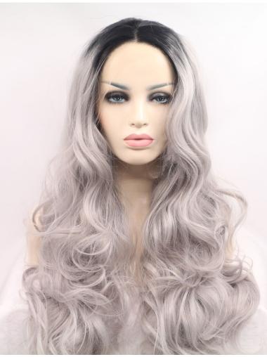 Gorgeous Long Curly 22" Synthetic Grey Wigs