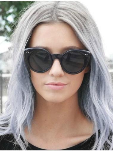 Discount Long Straight 18" Synthetic Grey Wigs