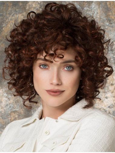 Curly Layered Chin Length Auburn Amazing Lace Front Wigs
