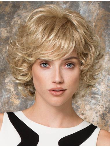 Layered Blonde Curly Chin Length 10" Perfect Medium Wigs