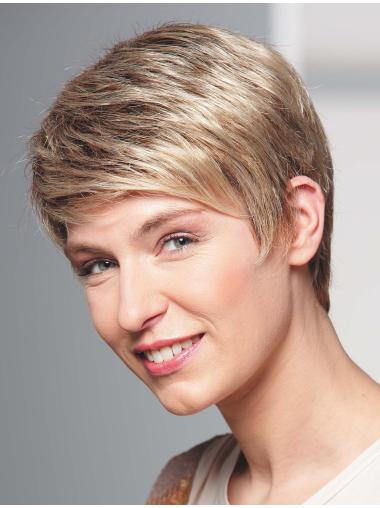 Human Hair Wigs Blonde Full Wig Boycuts Cropped Length Wavy Style