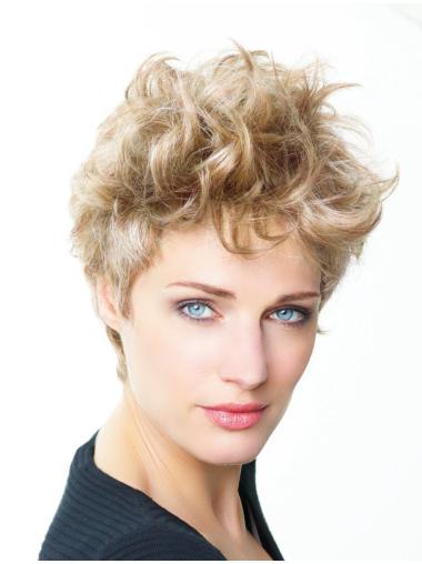 Curly Boycuts Short Blonde Trendy Lace Front Wigs
